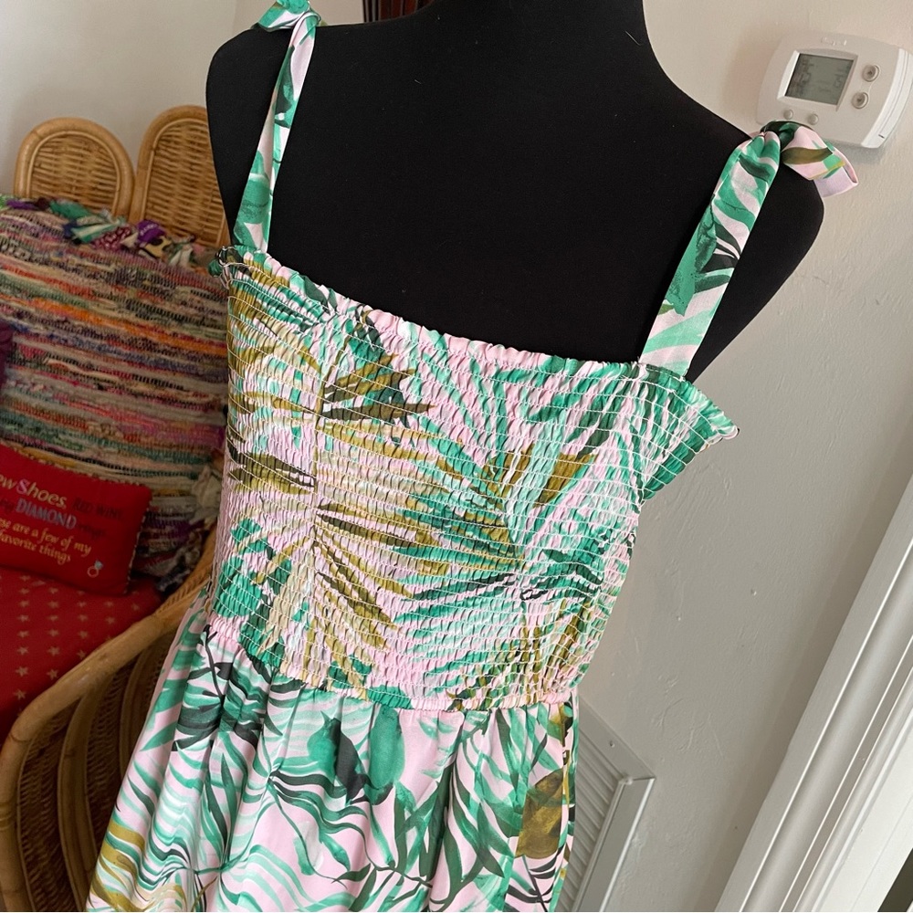Adyson Parker Maxi Lined Sundress! Pink Palm Frond Print! NEW! Size 10 - Picture 3 of 14